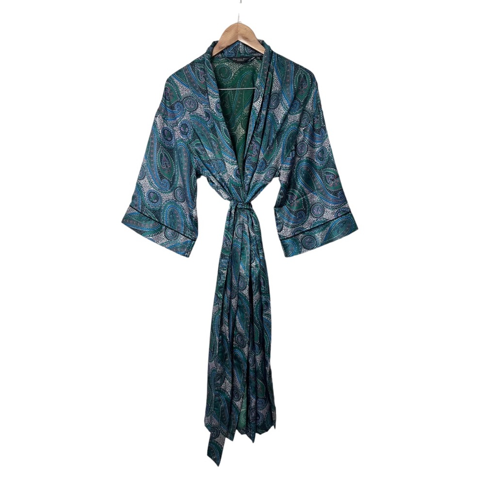 Vintage Christian Dior Monsieur Kimono Robe Satin Paisley One Size